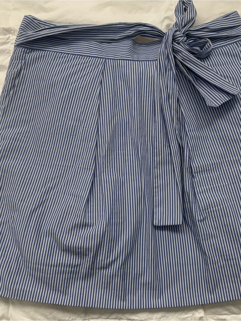 J. Crew Blue and White Striped Mini Skirt with Waist Tie